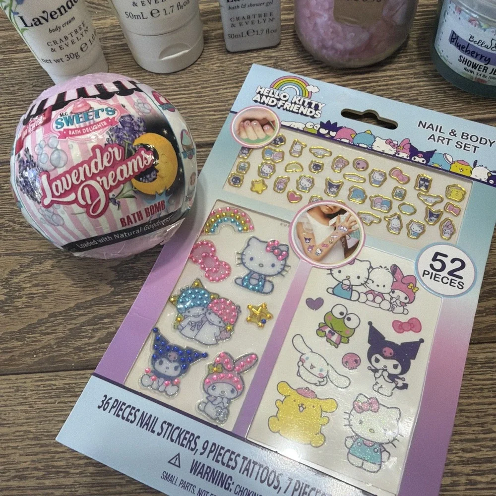 Teen Girl Self Care Gift Set Bath Bomb Nail Stickers Bath Salts Shower Jelly Etc